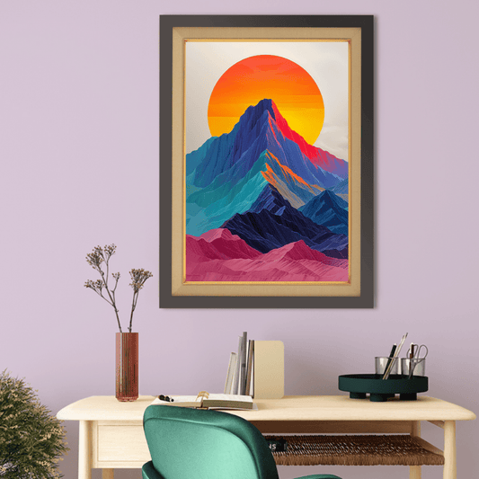 Sun Rising And Mountains Wood Print Wall Art 18x23 Inches