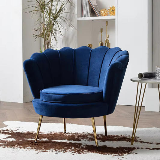 Velvet Fabric With Gold Metal Legs Armchair