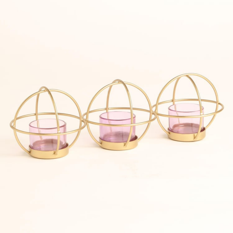 Set Of 3 Circle Votive Candle Holders