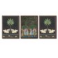 Set of 3 Gopis' Dance and Sacred Cow Pichwai Wood Print Wall Art