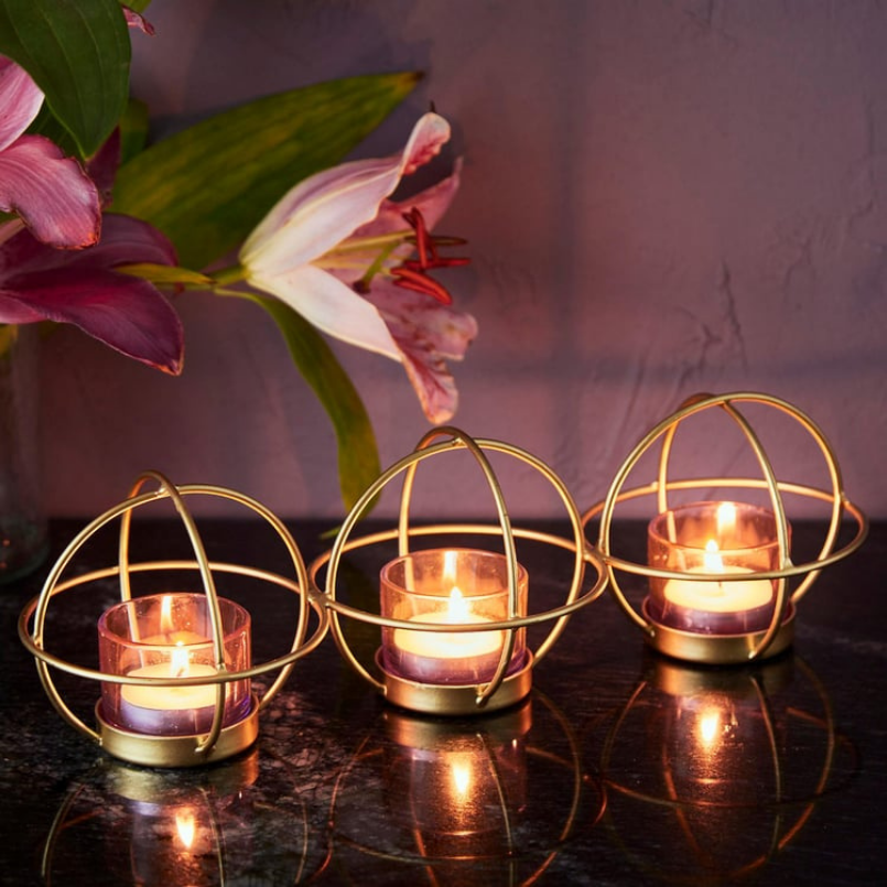 Set Of 3 Circle Votive Candle Holders