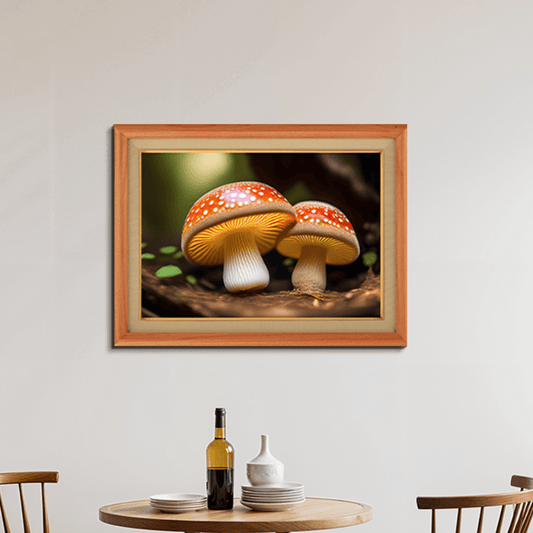 Mushrooms Nature Wood Print Wall Art 23x17.5 Inches