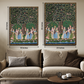 Set of 3 Gopis' Dance and Sacred Cow Pichwai Wood Print Wall Art