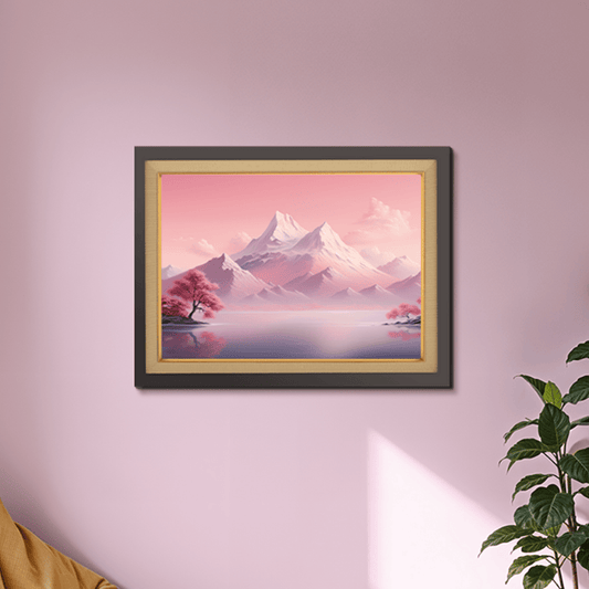 Pink Mountain Wood Print Wall Art 23x17.5 Inches