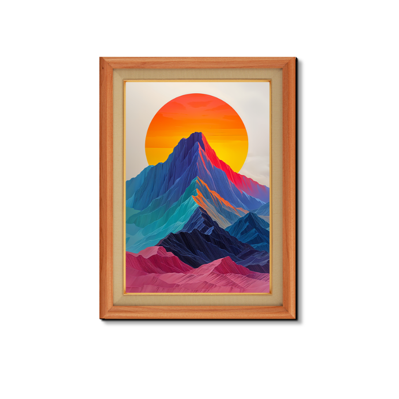 Sun Rising And Mountains Wood Print Wall Art 18x23 Inches