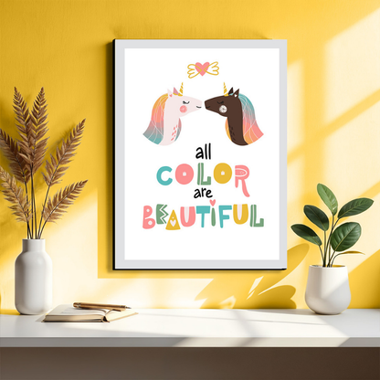 Colorful Unicorn Wood Print Wall Art