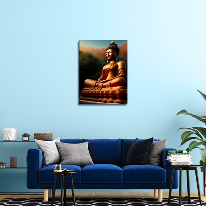 Buddha Meditating in Nature Wood Print Wall Art