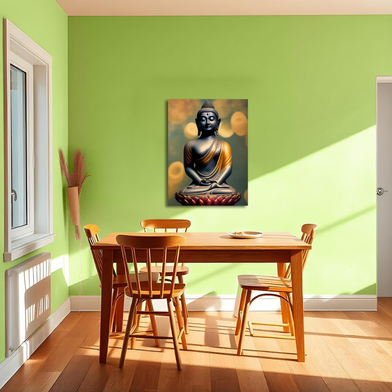 Buddha Meditating in Lotus Wood Print Wall Art