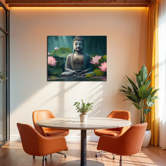 Buddha Meditating in Water Wood Print Wall Art