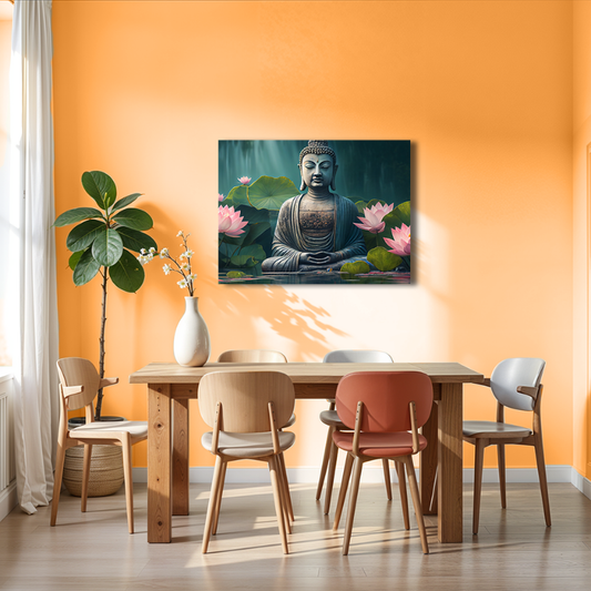 Buddha Meditating in Water Wood Print Wall Art