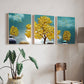 Good Luck Golden Tree Wood Print Wall Art Set of 3