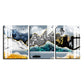 Golden Line Mountains Wood Print Wall Art Set of 3