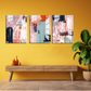 Abstract Paint Wood Print Wall Art Set of 3