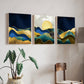 Blue & Gold Landscape Wood Print Wall Art Set of 3