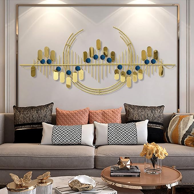 Gold and Blue Waves Wall Sculpture Metal Wall Art