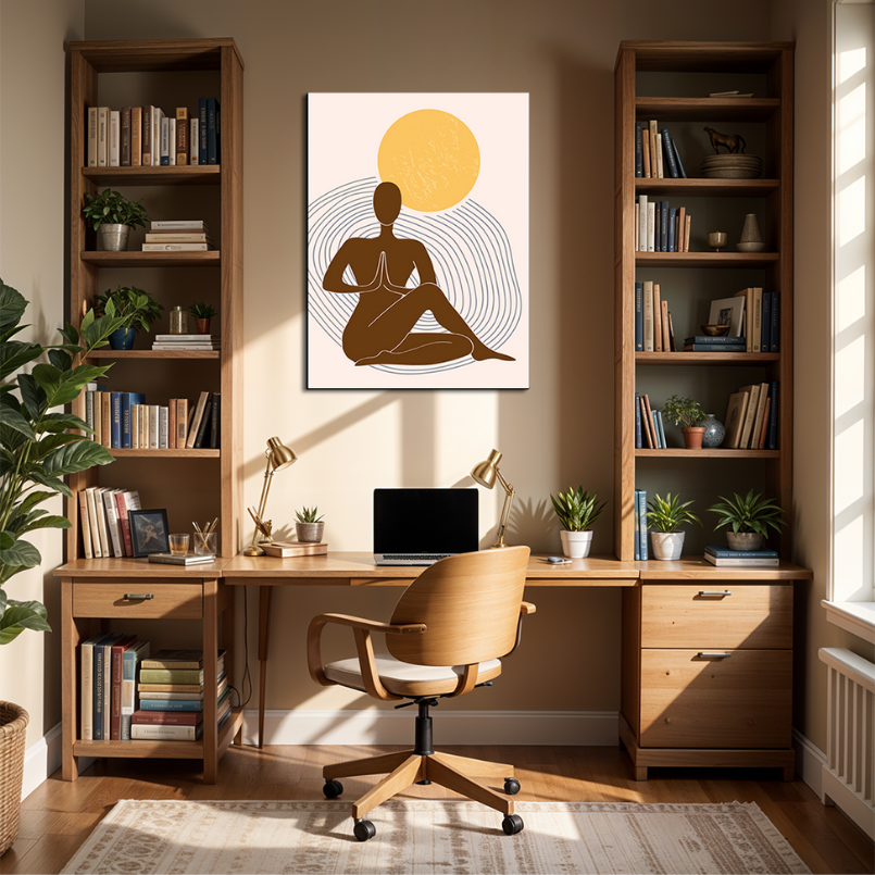 Yoga Wood Print Wall Art Boho