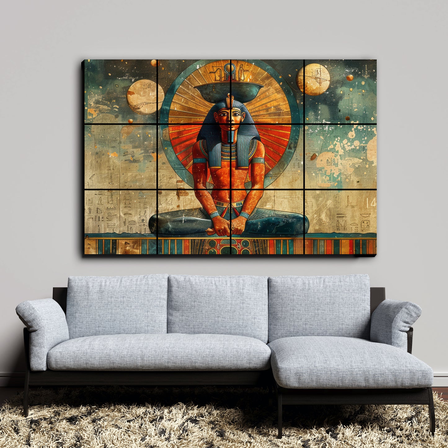 Ancient Egypt Art Wood Print Luxury Wall Tiles Set