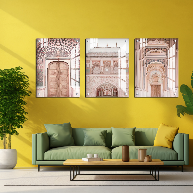 Jaipur City Wood Print Wall Art Set of 3