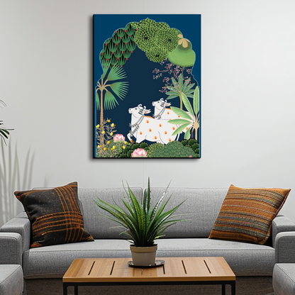 Pichwai Cow Painting Wood Print Wall Art