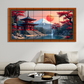 Japanese Temple With Sun Rise Wood Print Wooden Luxury Wall Tiles Set