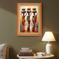 African Women Carrying Pots on Their Head Colorful Wood Print Wall Art 18x23 Inches