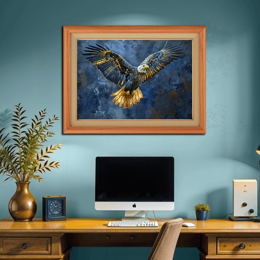 Flying Eagle Wood Print Wall Art 23x17.5 Inches