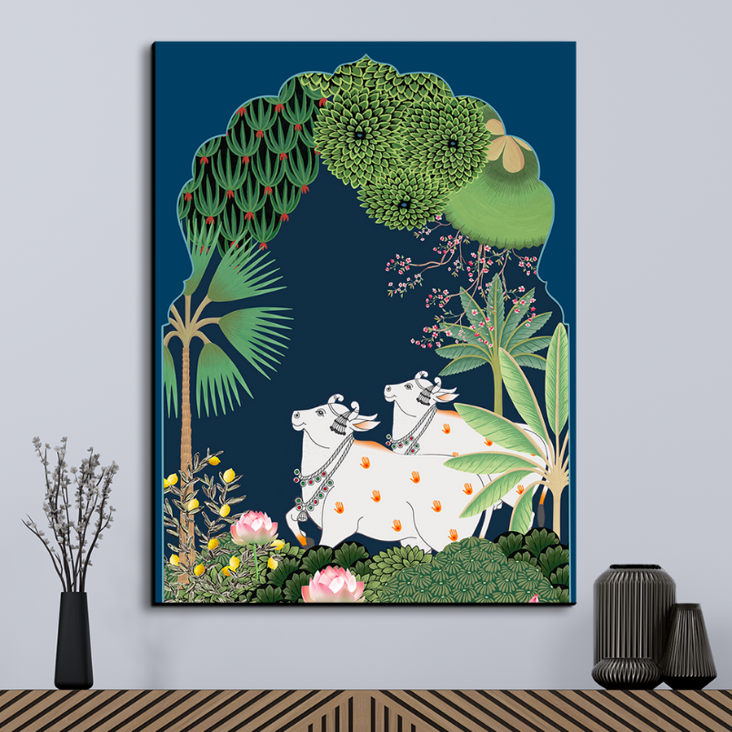 Pichwai Cow Painting Wood Print Wall Art