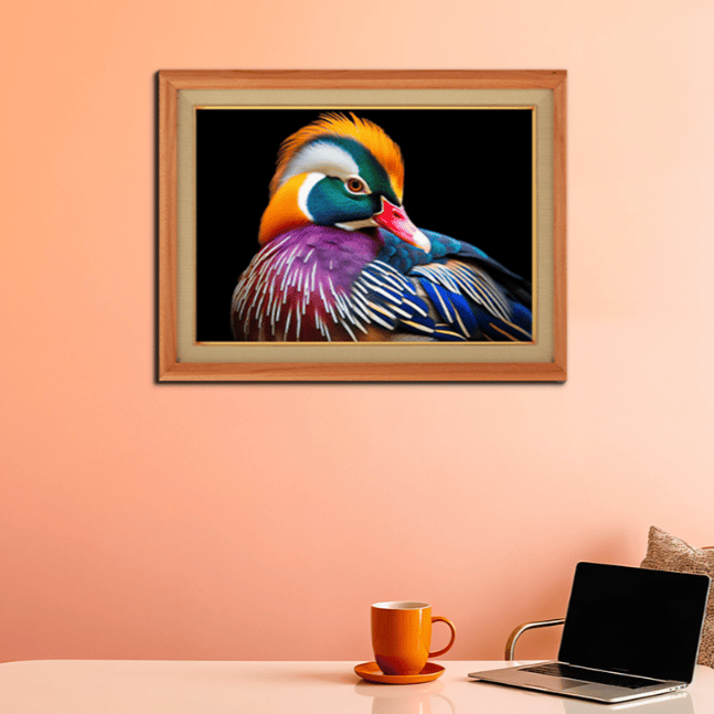 Mandarin Duck Living Life In Nature Wood Print Wall Art 23x17.5 Inches