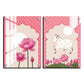 Cow and Lotus Pink Pichwai Wood Print Wall Art Set of 2