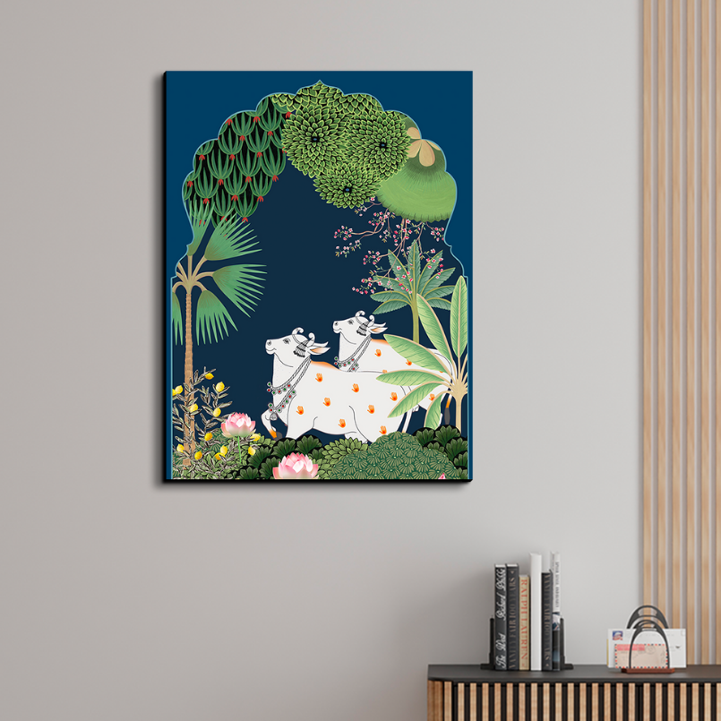 Pichwai Cow Painting Wood Print Wall Art