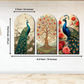 Set of 3 Peacock and Tree Wood Print Wall Art