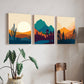 Abstract Landscape Wood Print Wall Art Set of 3