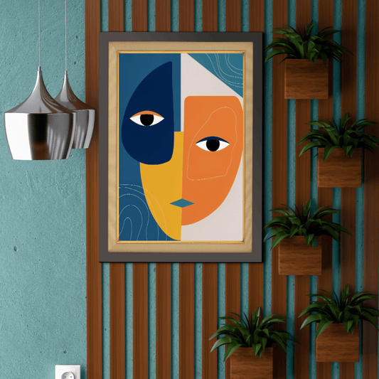 Vibrant Polygon Abstract Face Wood Print Wall Art 18x23 Inches