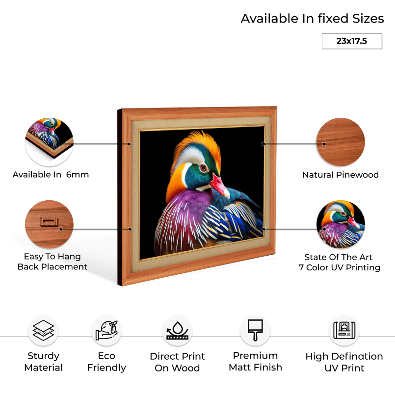 Mandarin Duck Living Life In Nature Wood Print Wall Art 23x17.5 Inches