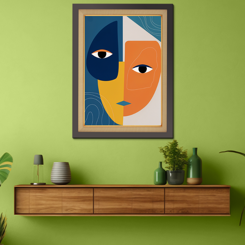 Vibrant Polygon Abstract Face Wood Print Wall Art 18x23 Inches