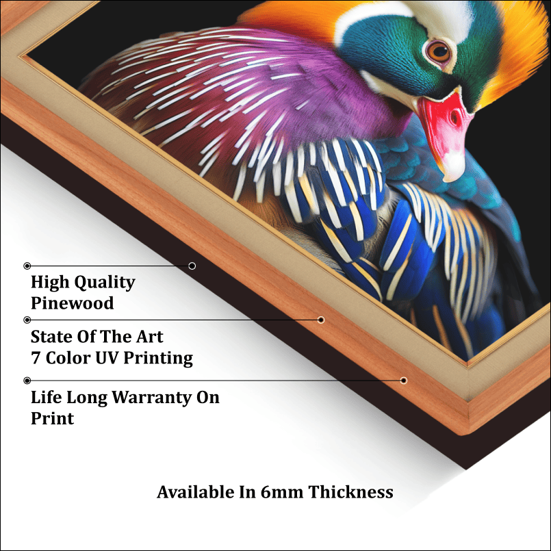 Mandarin Duck Living Life In Nature Wood Print Wall Art 23x17.5 Inches