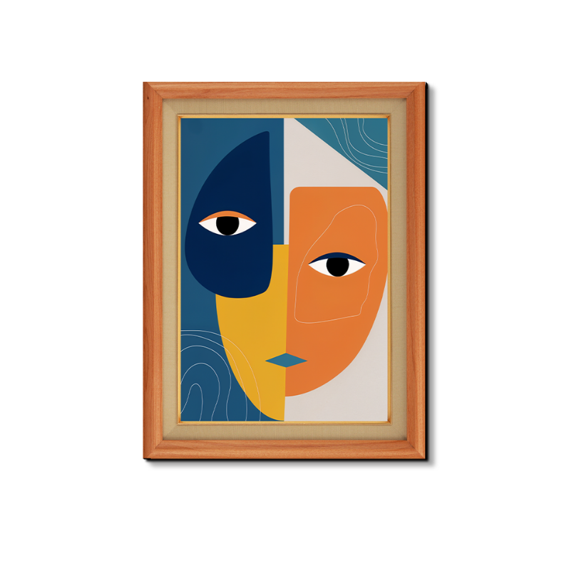 Vibrant Polygon Abstract Face Wood Print Wall Art 18x23 Inches