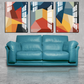 Geometric Abstract Wood Print Wall Art Set of 3