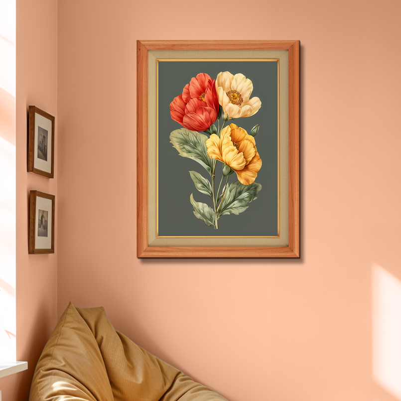 Colorful Flowers Wood Print Wall Art 18x23 Inches