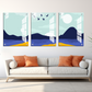 Mountains and Ocean Abstract Wood Print Wall Art Set of 3