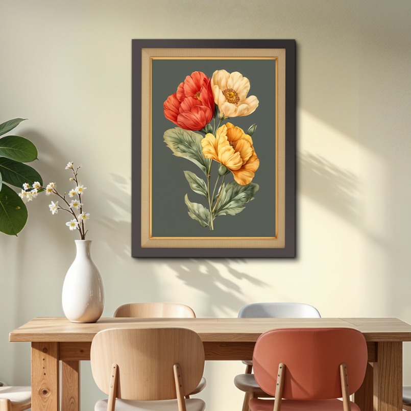 Colorful Flowers Wood Print Wall Art 18x23 Inches