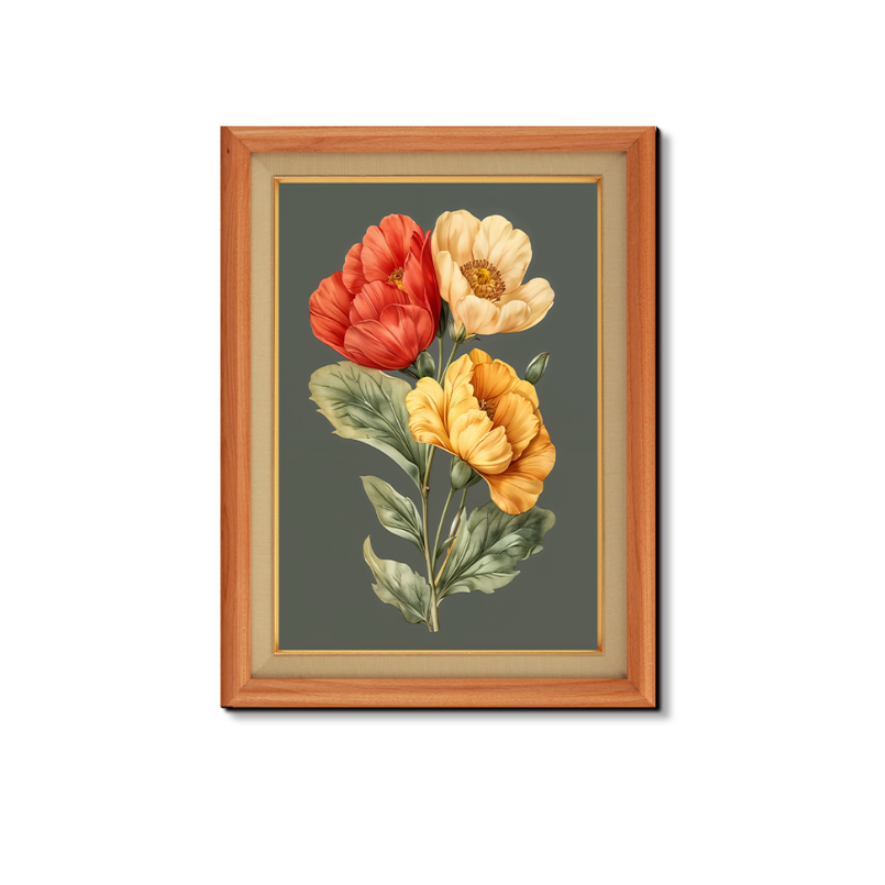 Colorful Flowers Wood Print Wall Art 18x23 Inches