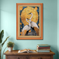 Two Cranes & Full Moon Wood Print Wall Art 18x23 Inches