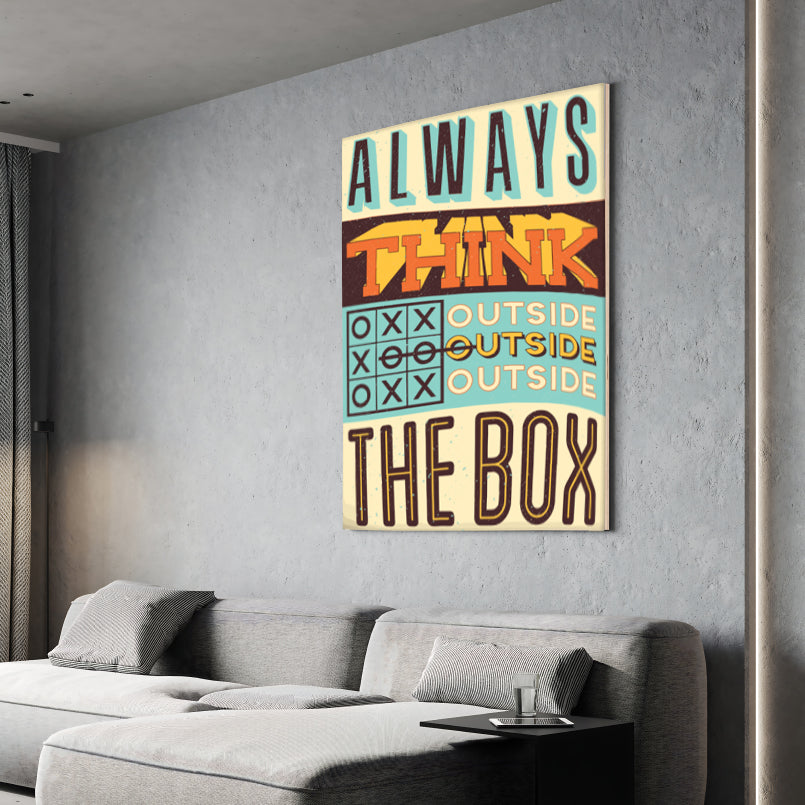 Always Think Outside The Box Vintage Wood Print Wall Art