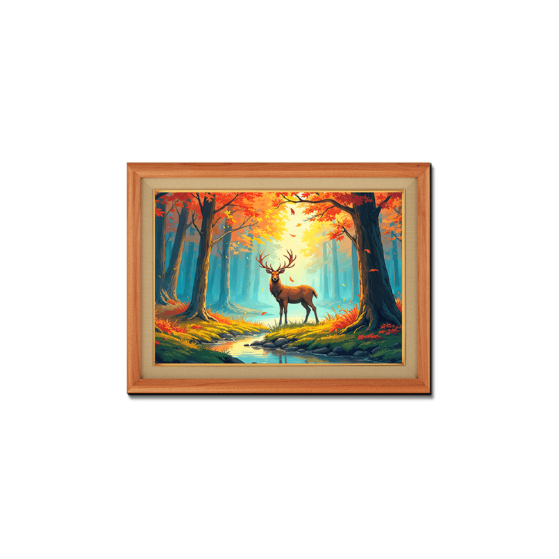 Deer in Forest Wood Print Wall Art 23x18 Inches