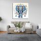 Elephant Mandala Wood Print Wall Art Blue