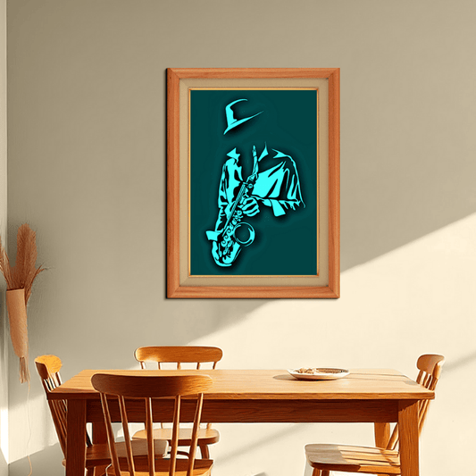 Man Playing Saxophone Wood Print Wall Art 18x23 Inches