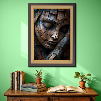 Human Sleeping Face Wooden Cutout  Wood Print Wall Art 18x23 Inches