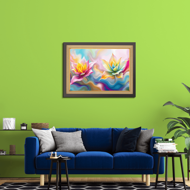 Colorful Digital Flowers Wood Print Wall Art 23x18 Inches