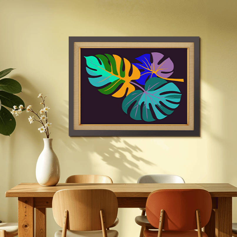 Luxury Leaf Colored Wood Print Wall Art 23x17.5 Inches